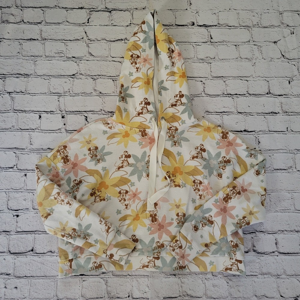 Disney Parks MINNIE MOUSE Beach Theme Palm Tree Cropped Hoodie Womens Size XS